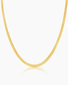 Layla Gold Herringbone Necklace  | Waterproof, Sweat-proof, Non-Tarnishing, Hypoallergenic Jewelry