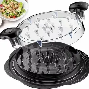 Transparent Chicken Shredder Tool Machine with Clear Lid & Handles. Easy Twist Meat Shredder for Pulled Pork, Beef & Chicken Salad. Non-Slip Base Meat Claws Alternative. Easy to Clean Kitchen Gadget with Brush. Dishwasher Safe.
