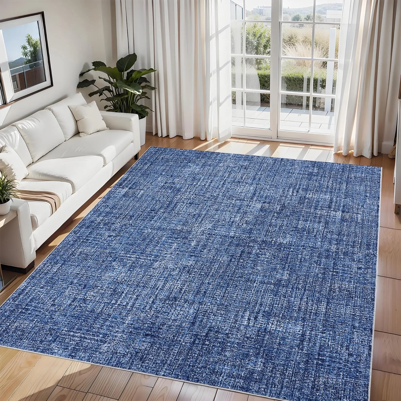 Garvee Modern Solid Area Rug 5x7 - Washable, Non-Slip Rubber Back Carpet for Living Room, Bedroom, Nursery, Dining Room, Office - Soft, Minimalist Neutral Floor Mat