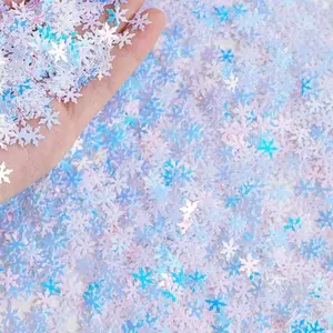 2000pcs/50g Christmas Snowflakes Confetti Decorations,Iridescent White Snowflake Table Confetti Glitter Snowflake Sequins for Winter Wonderland Party Home Decoration
