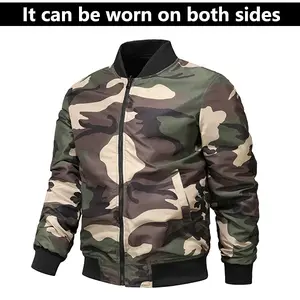 Men's Two-Sided Wear Camouflage Spring/Autumn New Air Force Pilot Flight Jacket Fashion Baseball Collar Workwear Coat
