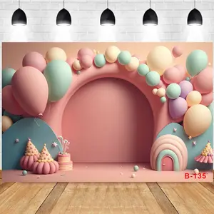Photography Background Macaron Color Balloon Arch Rainbow Proposal Wedding Girl Birthday Party Photo Studio Backdrop