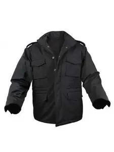 Black - Tactical Soft Shell M-65 Field Jacket - Waterproof Poly Material - Fatigue Coat