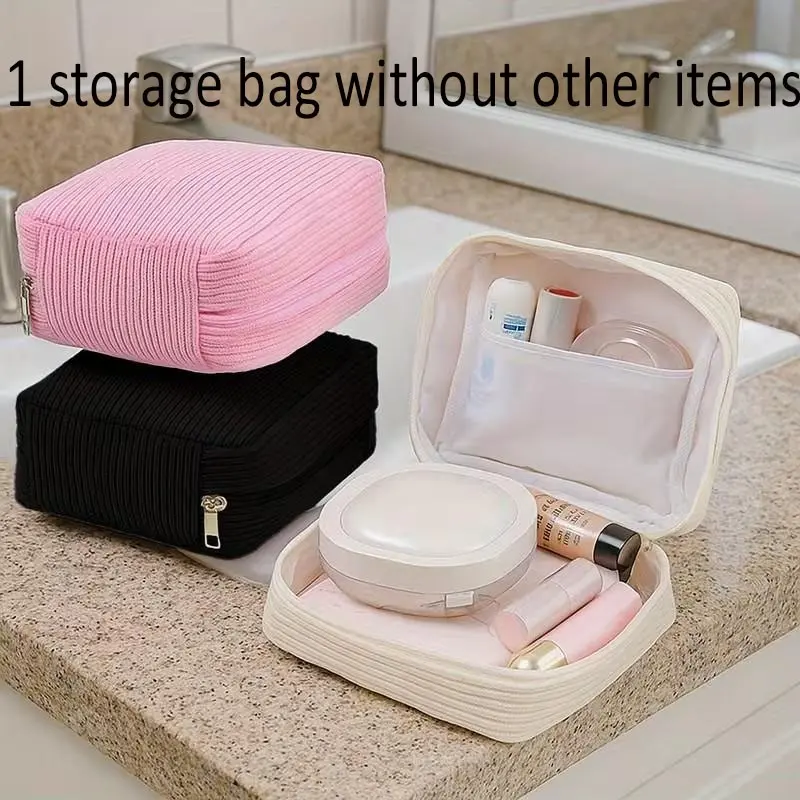 Velvet Makeup Bag Large Capacity Cosmetic Organizer, Makeup Storage Bag, Portable Travel Toiletry Bag, Cosmetic Travel Bags, Hygiene Pouch for Cosmetics and Sanitary Napkins