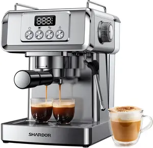 Espresso Machine 20 Bar,Professional Latte & Cappuccino Maker for Home,60 Oz Water Tank,with Milk Frother Steam Wand,Stainless Steel, 1350W
