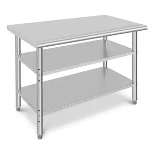 GARVEE Stainless Steel Table  48 x 24 x 35 Inch Commercial Work Table,NSF Three Layer Workbench Heavy Duty Prep Worktable  with Adjustable Feet Suitable for Restaurant, Home and Workroom