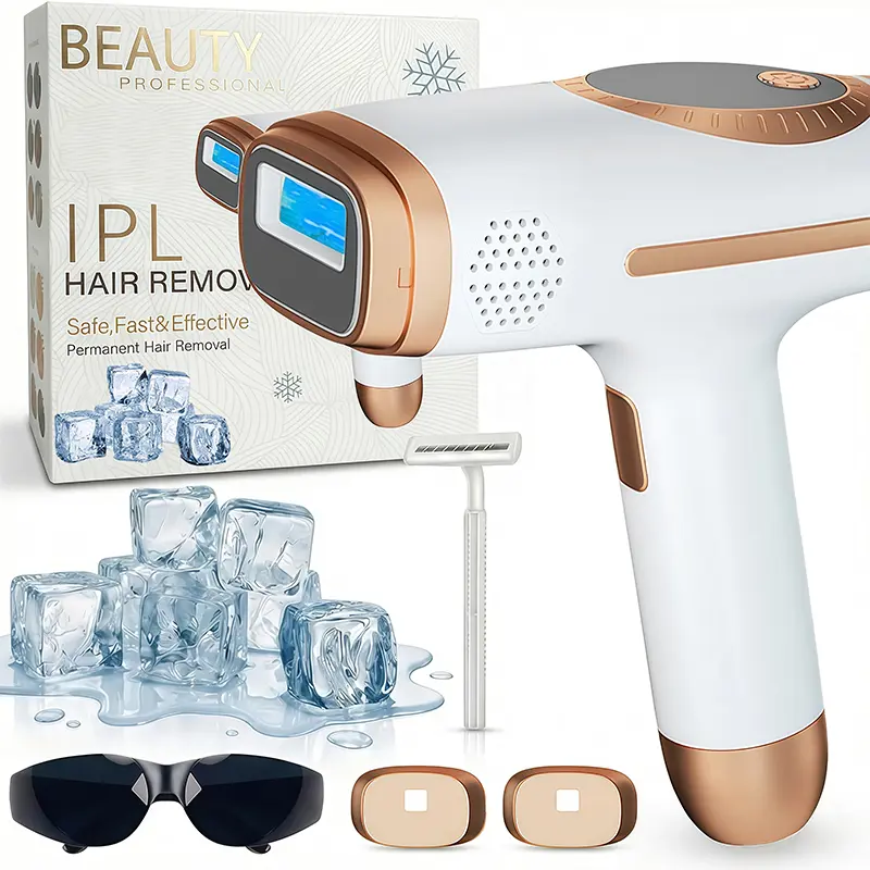 IPL Hair Removal Device with Ice-Cooling Care Function, Specifically Designed for Women, Offering Long-Lasting Results, 999,999 Flashes, Painless Hair Removal, Suitable for Underarms, Legs, Arms, and Bikini Line