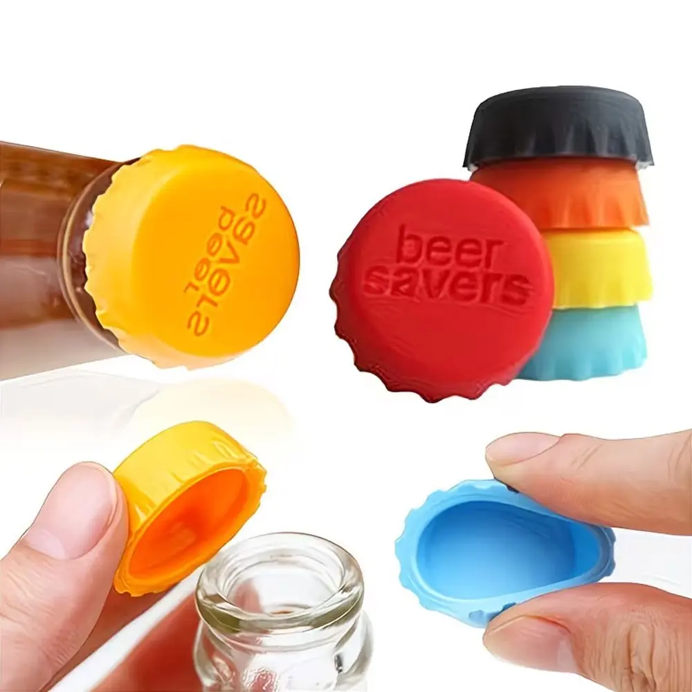 Reusable Silicone Bottle Caps, Beer Soda Wine Sealing Lids, Food Grade Drink Storage Covers, Blue Colors, Kitchen Use, Drink Protectors