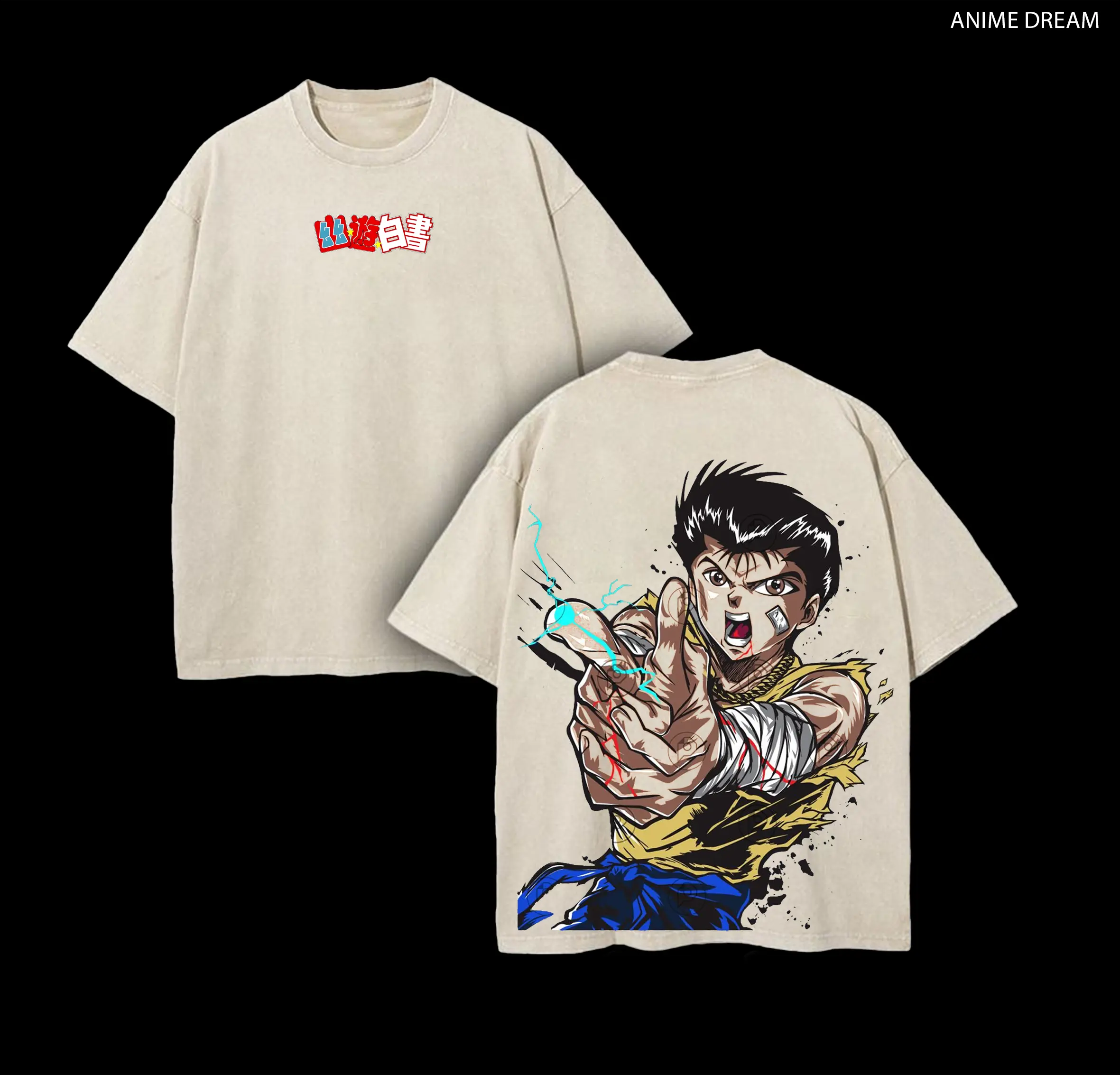 カードダスその他 Yu Yu Hakusho anime tee Yusuke Urameshi - Yu Yu Hakusho Anime Double Printed Vintage