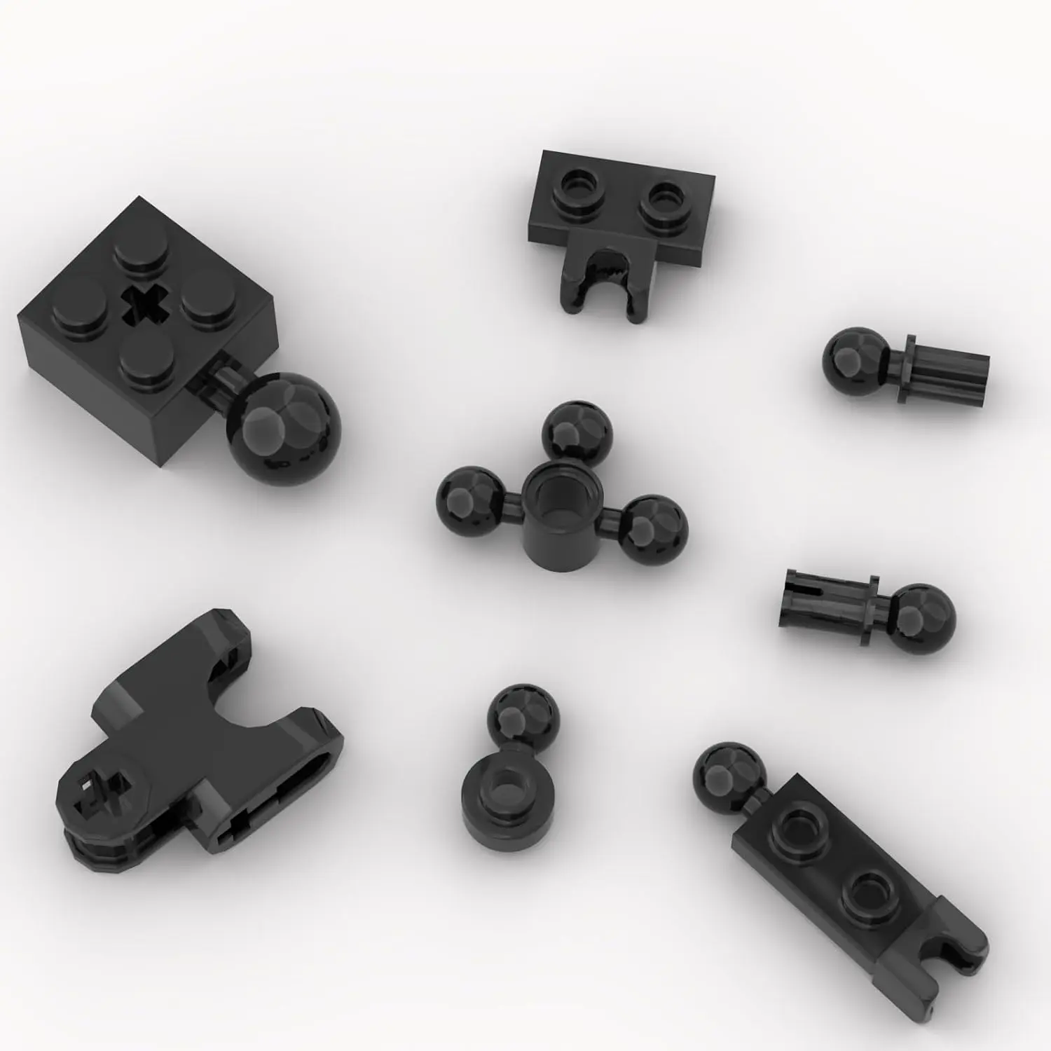 100 Piece Classic Building Black Ball Joint Plate Bulk, 8 Sizes Model Ball and Socket Joints, Compatible with Lego Parts and Pieces(Black)