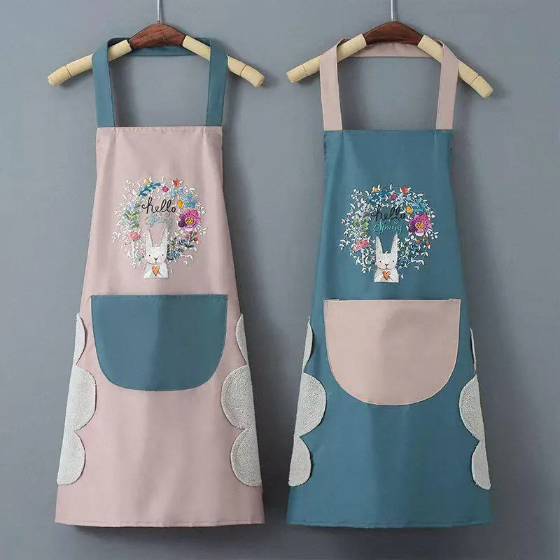 Hand-wiping kitchen Household Cooking Apron Oil-proof Waterproof Easy Cleaning Apron Men Women Adult Waist Fashion Coffee Overalls Wipe Hand Apron Kitchen Cooking Aprons Reusable Waterproof Apron