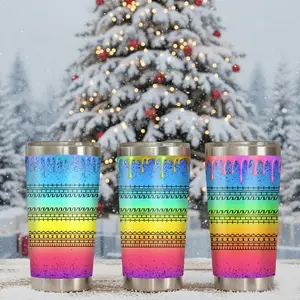 [BNB Gift 2025] Rainbow Color Drip Hidden Message Tumbler – 20oz Stainless Steel Hidden Quote Cup, Fun & Bright Christmas Gift for Coworkers, Friends, Teachers or Family – Aesthetic Festive Drinkware