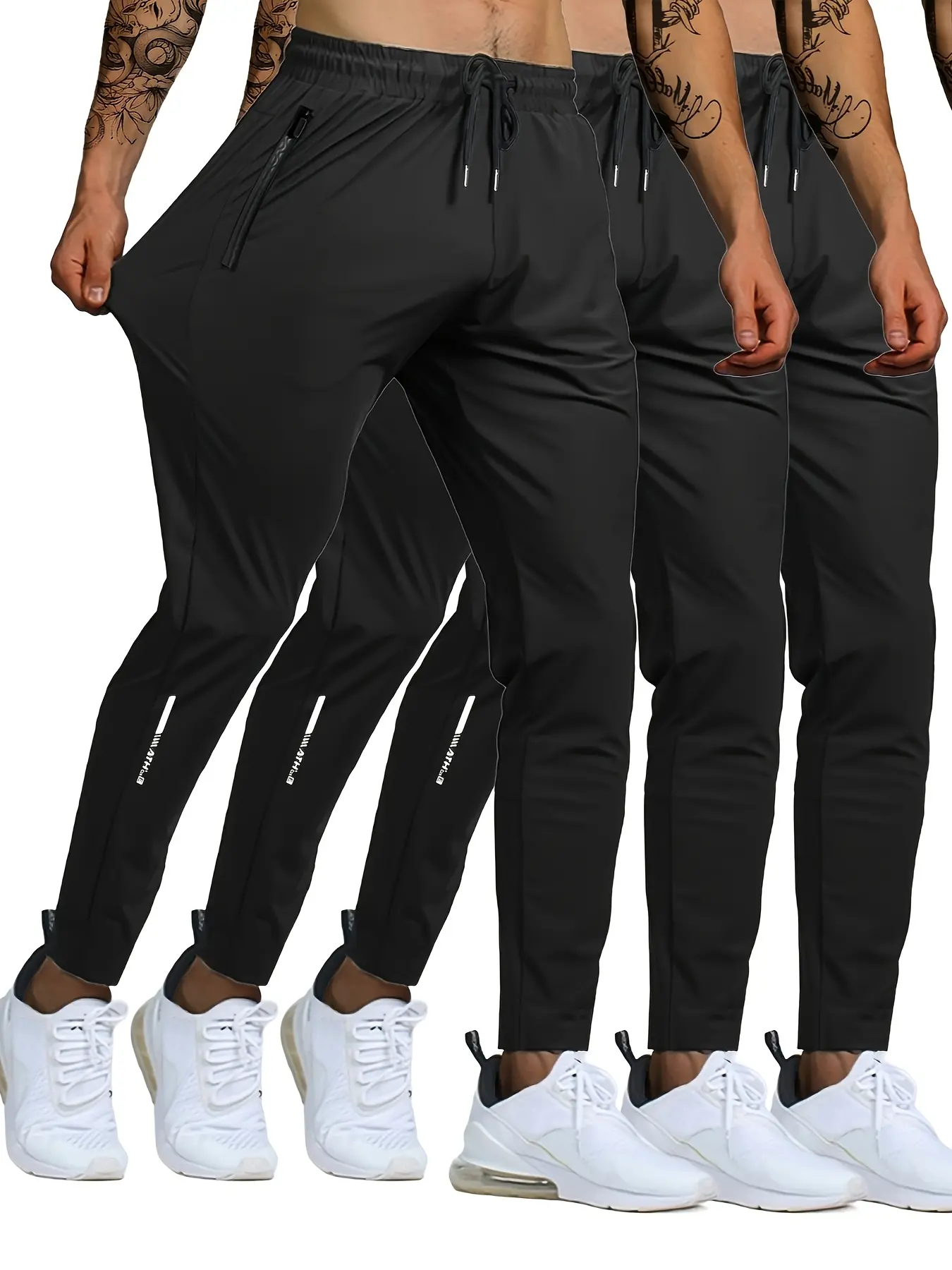 Men's Sports Pants Three Pack Quick Dry Breathable Lightweight Suitable for Spring Summer Autumn Outdoor Sports Fitness Running