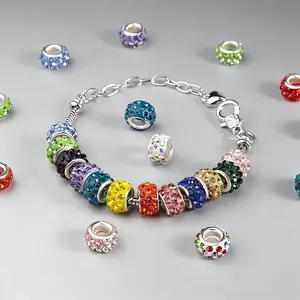 50 Pcs Large Hole Rhinestone Spacer Beads for Pen Crafting, Beadable Pen Making Supplies, DIY Jewelry Making for Bracelets