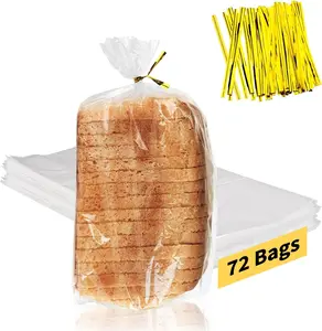 Bread Bags with Ties, 72 Pack Clear Bread Bags for Homemade Bread and 100 Ties, Adjustable  Plastic Bread Bags, Bread Loaf Bags for  Bakers and Bakery Owners
