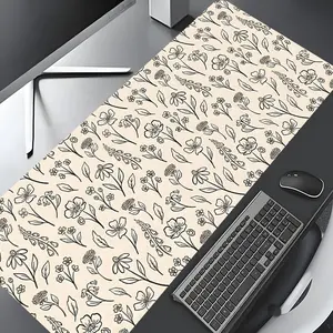Vintage Floral Doodle Design Large Gaming Mouse Pad, Stylish Desk Protector with Non-Slip Rubber, Multi-Size for Laptop & Desktop Use, Office Supplies, Desk Accessories