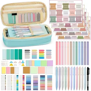 73 Pcs Aesthetic Bible Journaling Study Supplies Book Annotation Kit Pencil Case 12 Highlighters 14 Sticky Notes 5 Gel Pens 6 Press Pens 12 Labels for Christmas Bible School Gift