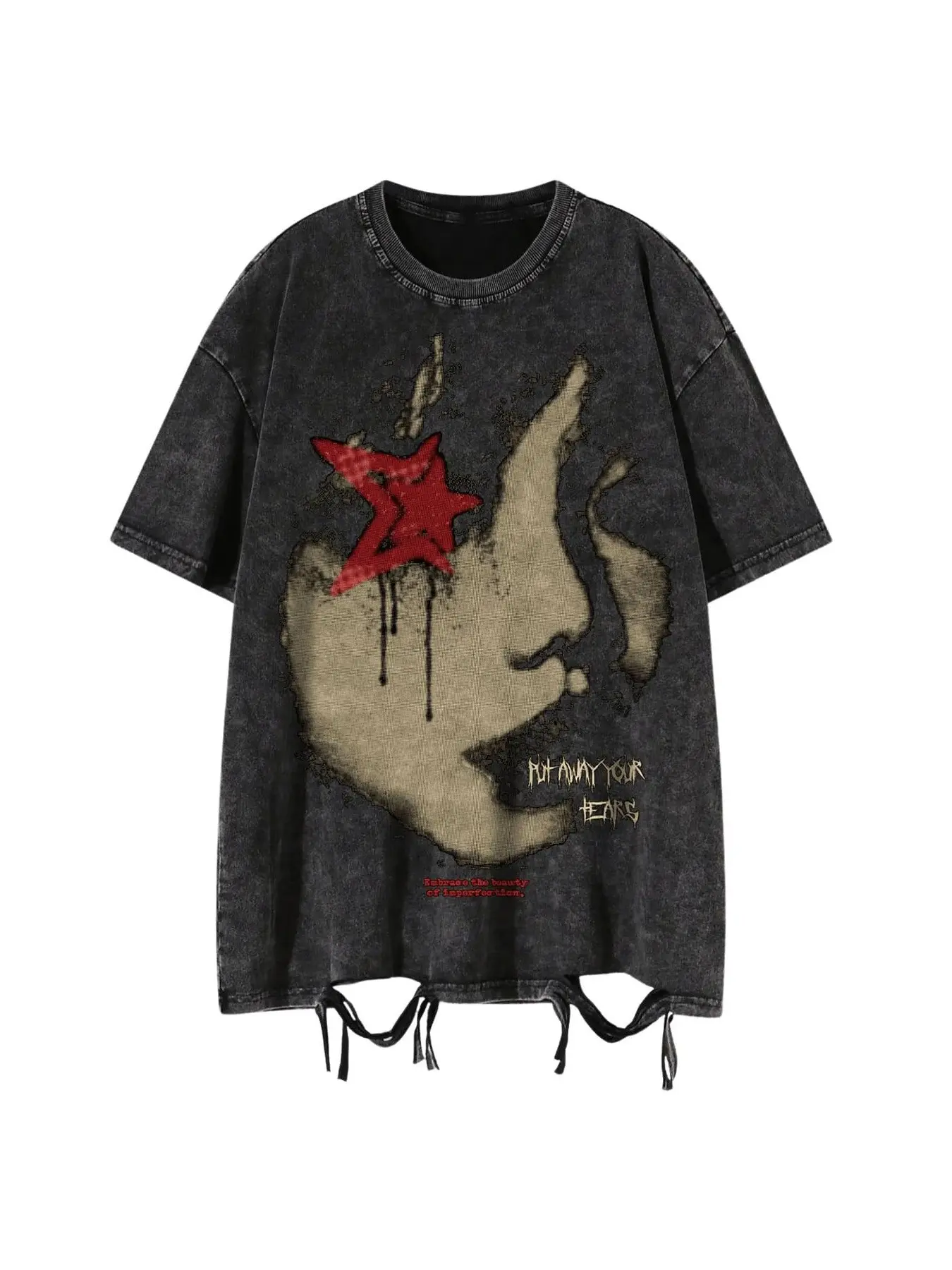 Men's Streetwear Distressed Graphic T-Shirt - Oversized Heavyweight Cotton Short Sleeve Tee for Grunge Outfits - Y2K Punk Rock Aesthetic Summer Casual Loose Top Menswear