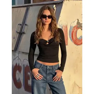 Cider Sweetheart Twist Knotted Long Sleeve Top Dealsforyou