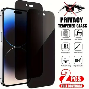 2 Pack Full Cover Privacy Screen Protector for iPhone 17 16 15 Pro Max Plus 14 13 12 Pro Mini 11 XS Max XR X 7 8 Plus, Tempered Glass Film with 9H Hardness Protection Anti-Scratch/Fingerprint