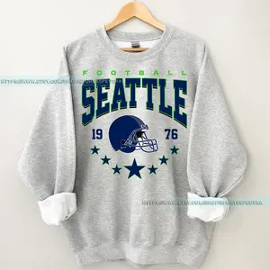 [Sale Up To 50%] Seattle Football Vintage Sweatshirt, Seattle Football Crewneck Sweatshirt, Retro Sea Hawk Football, Gift For Fan, Trendy USA Cotton Fabric