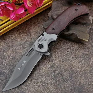 BK High-Quality Craftsmanship Folding Knife 5Cr13MoV steel blade 420 steel handle with inlaid colored wood Multi-purpose knife for outdoor camping and fishing Essential practical tool for hiking.