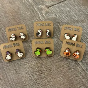 Silly Goose Earrings – Halloween Goose Studs for Spooky Season