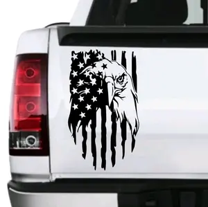 Eagle head American flag vinyl window decal