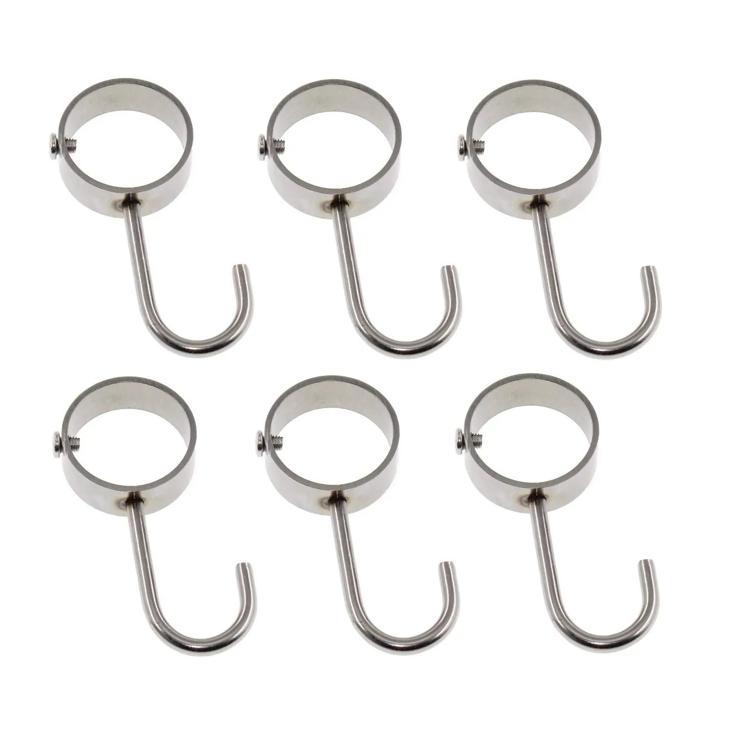 Stainless Steel Kitchen Hanger Hooks Heavy Duty Rod Tube Rail for Hanging Pots and Pans Towels Oven Mitts Fits 25mm/1" Dia 6 Pack (25mm Diameter)