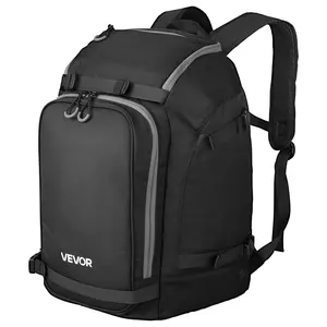 fathersdaygift VEVOR Ski Boot Bag, 55L, Snowboard Boots Travel Backpack for Men Women, with Waterproof Exterior Bottom, Durable 1680D Oxford, Bag for Skis, Snowboard, Helmet, Goggles, Gloves, Accessories (Black)