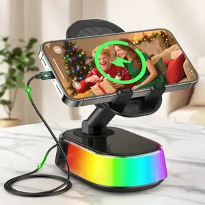 Wireless Induction Audio Speaker Stand, Sin1 Cellphone Holder, Rechargeable Emergency Power Bank,360° Adjustable Mobile Tablet Stand with Colorful Ambient Light Gifts for Men Women