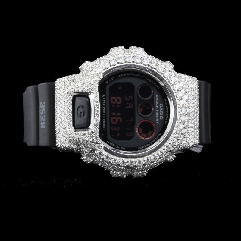 Custom Iced Out VVS alternative Watch Bezel Case for Inspired G-Shocks Models with Sparkling Crystal Accents and Sleek Design