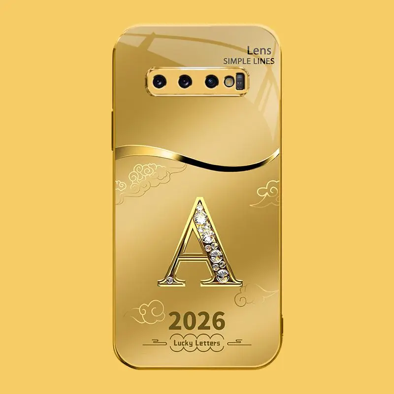 Suitable for [Galaxy S10 Plus] high-end phone case🤩，choose from 26 letters of the English alphabet, each with an exquisite auspicious cloud pattern to bring you good luck YM99