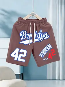 Men's Robinson 42 Brooklyn Retro Sporty Fitted Shorts, Cartoon Pattern Design, Ideal for Everyday Wear & Active Lifestyle, Sweat Shorts