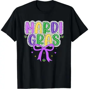 Coquette Bow Mardi Gras Jester Outfit Women Girls Mardi Gras Unisex T-Shirt, Ladies T-Shirt, Sweatshirt, Hoodie (S-3XL)