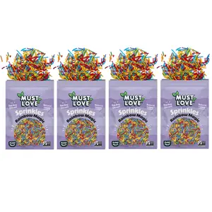 Must Love Dye Free Crunchy Rainbow Sprinkles - Natural cake, cupcake, cookie, ice cream decorations - Add a sprinkle of joy (Rainbow Magic - 4 pack)