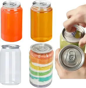 200-Pack Disposable Plastic Can Sealer Cups with Aluminum Lids - Leak-Proof, PET Juice Bottles with Caps Compatible with Can Sealing Machine (11.2 oz(200-Pack))