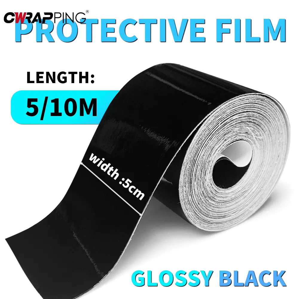 Glossy Black Stickers Waterproof Car Adhesive Vinyl Wrap Auto Door Frame Bumper B-pillar Protection Film for Car Accessories
