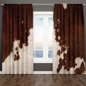 2pcs Cow Print Farmhouse Curtains, Western Cowboy Themed Drapes, Living Room Bedroom Office Home Decor, Home Decoration Curtain