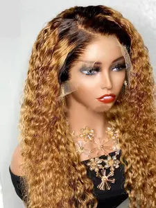 Fashion Ultra Soft Gradient Gold 26 Inch 180% Density Lace Front Wig, Natural Twisted Curly Hair, Pre-Beled Daily Use