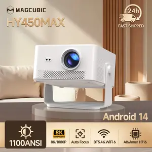 Magcubic HY450Max Projector 1100ANSI 8K Decode Auto Focus 12W Speaker HDR10+ Android 14.0 Dual WiFi6 BT5.4 Fully Automatic Keystone 1.0:1 Throw Ratio Screen Recognize & Automatic Obstacle Avoidance Home Cinema, Movie, Audio