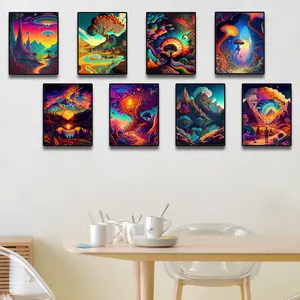 Modern Art Print, 1 Count Fantasy Valley Pattern Canvas Hanging Painting without Frame, Wall Art Decor for Home Living Room Bedroom Office School