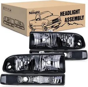 Nilight Headlight Assembly for 1998 1999 2000 2001 2002 2003 2004 2005 Chevy Blazer Headlights 1998-2004 Chevrolet S10 Pickup Replacement Headlamp Housing Bumper Lights