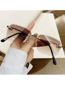 Unisex Metal Square Frameless Fashion Glasses, Beach Vacation Accessory, Women's Eyewear, Autumn Winter, Business Casual Gift