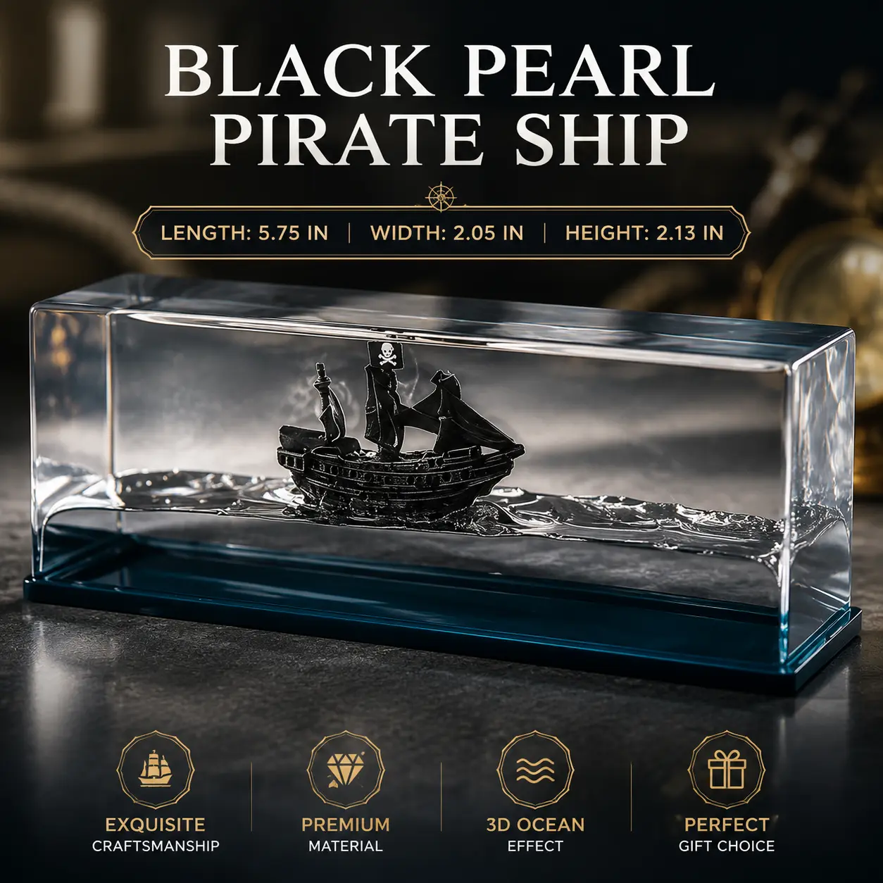 Liquid Motion Ship in Bottle Decoration – Floating Cruise Ship Desk Toy, Relaxing Ocean-Themed Desktop Ornament & Gift