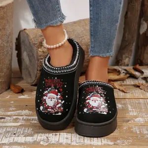 Women's Trendy Suede Platform Fleece Slippers with Furry Lining Winter Warm Mini Snow Boots Indoor Outdoor Shoes