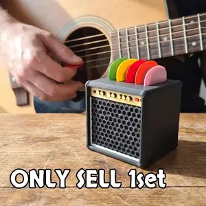 1 set vintage guitar pick case, portable guitar pick storage box, vintage amplifier design, gift for guitar enthusiasts