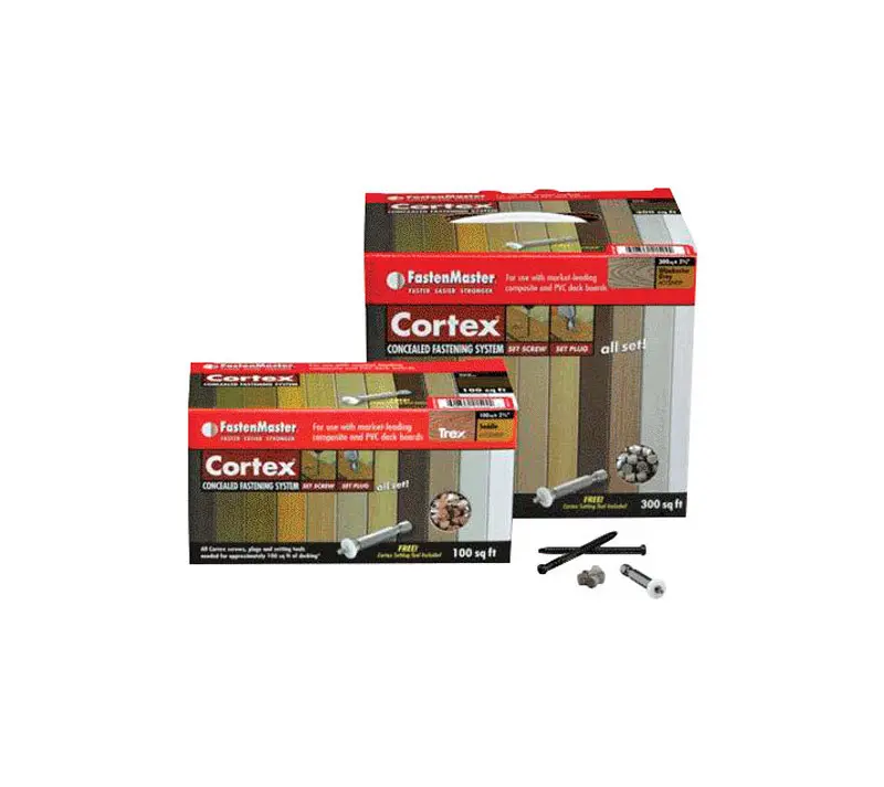 Fastenmaster 212 MAIN Cortex Hidden Deck Fastener Screws - Stainless Steel, Coarse Thread, Self-Tap Torx TTAP Star Head, 2-3/4 in., Brownstone, 1050 Screws/1200 Plugs, 12.4 lbs, Tested for ACQ/Copper Azole, For Composite/Pressure Treated Lumber