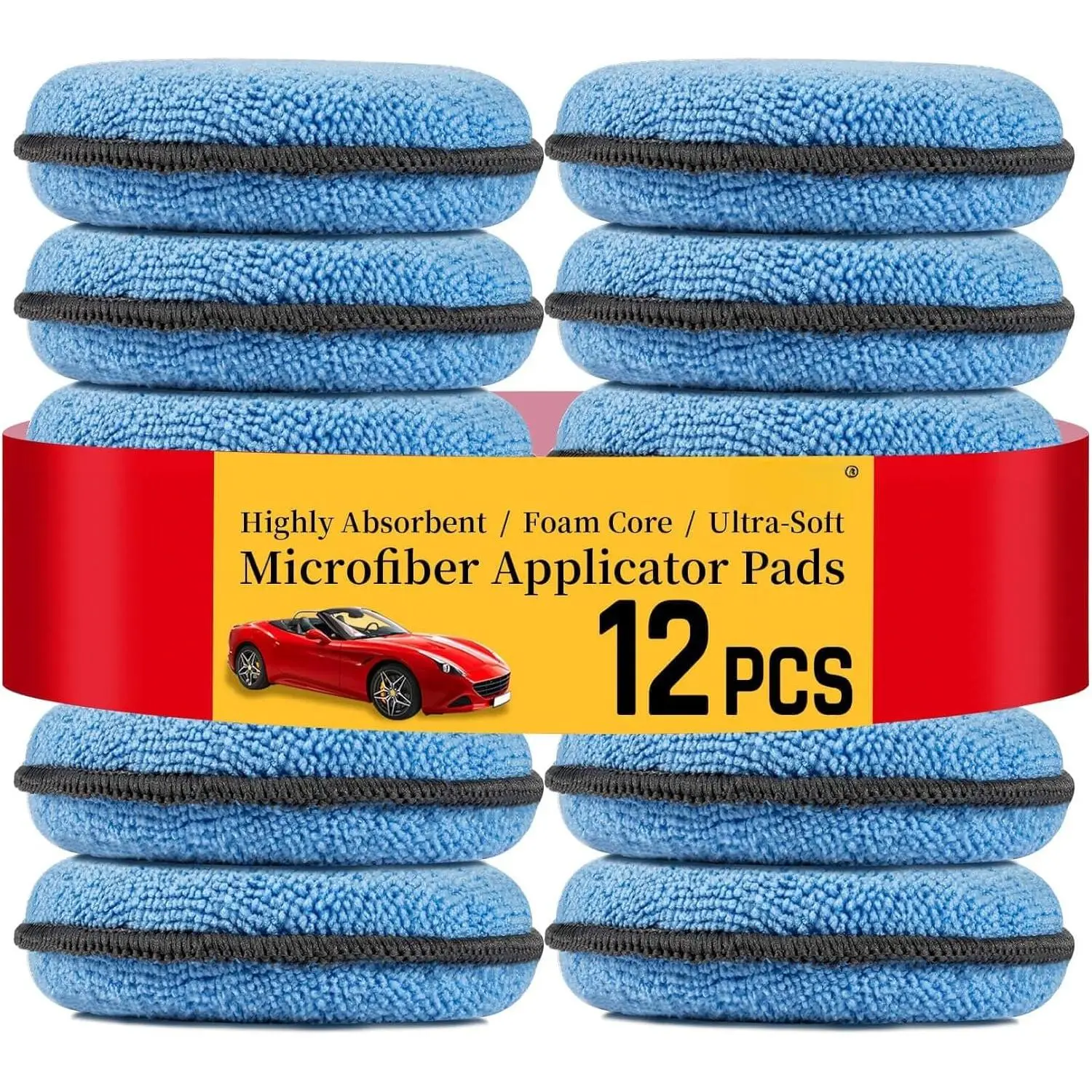 12 Pack Microfiber   Wax Applicator Pad -  Applicator Pads Detailing Round 4.72 inch Polishing Sponges for  Wax Applicator Pad Round Blue