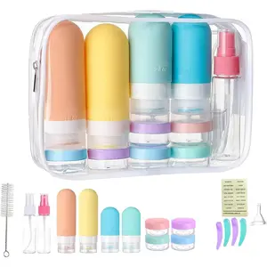 Travel Bottle Set with Storage Bag, 17pcs/set Leak-proof Silicone Squeezable Container for Toiletries, Skincare, Portable Empty Bottles for Home Outdoor, Christmas Gift
